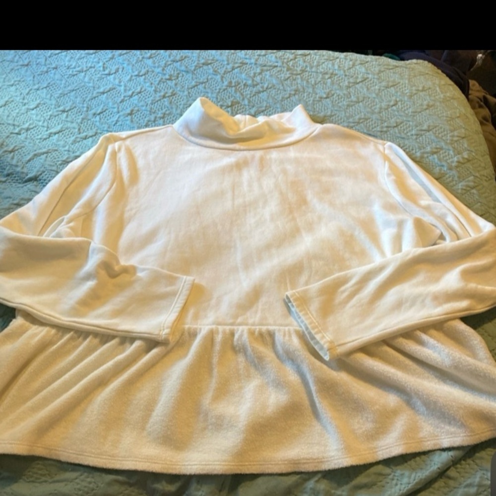 White Long Sleeve Turtleneck Top